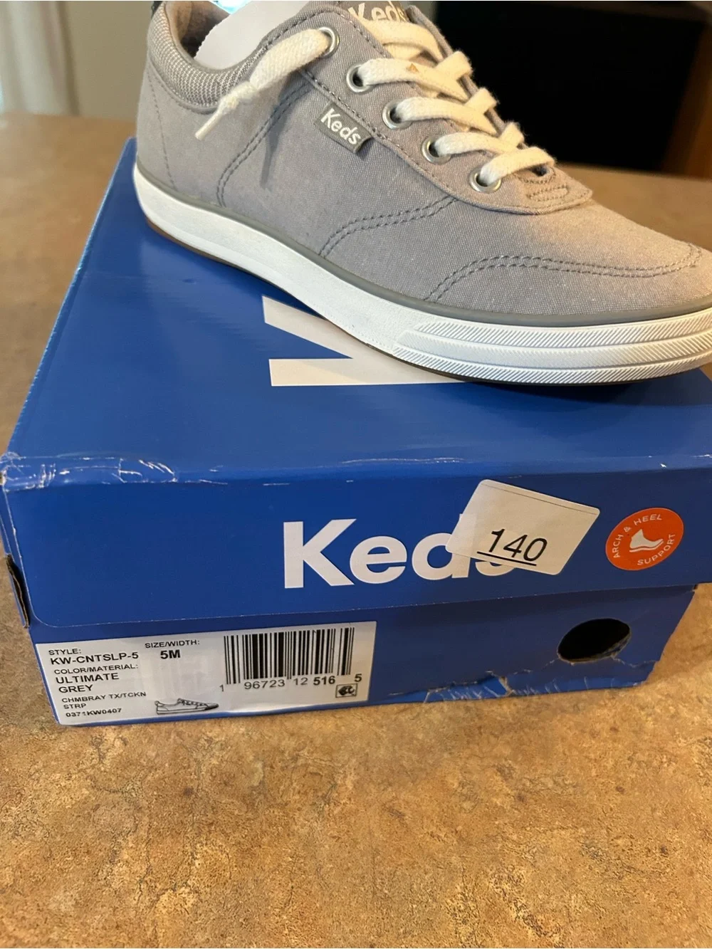 Keds Kids Light Gray Canvas Lace-Up Sneaker